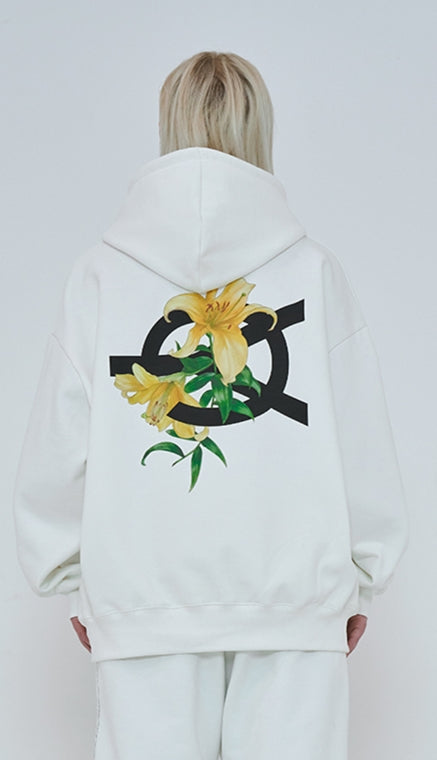 オーワイ(OY) FLOWER LOGO HOODIE-WHITE