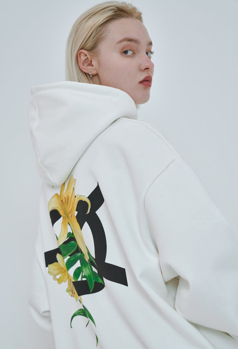 オーワイ(OY) FLOWER LOGO HOODIE-WHITE