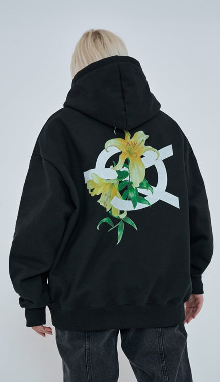 オーワイ(OY) FLOWER LOGO HOODIE-BLACK