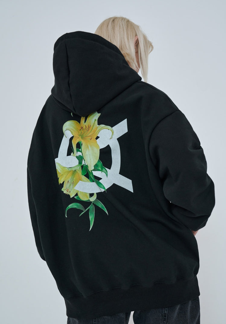 オーワイ(OY) FLOWER LOGO HOODIE-BLACK