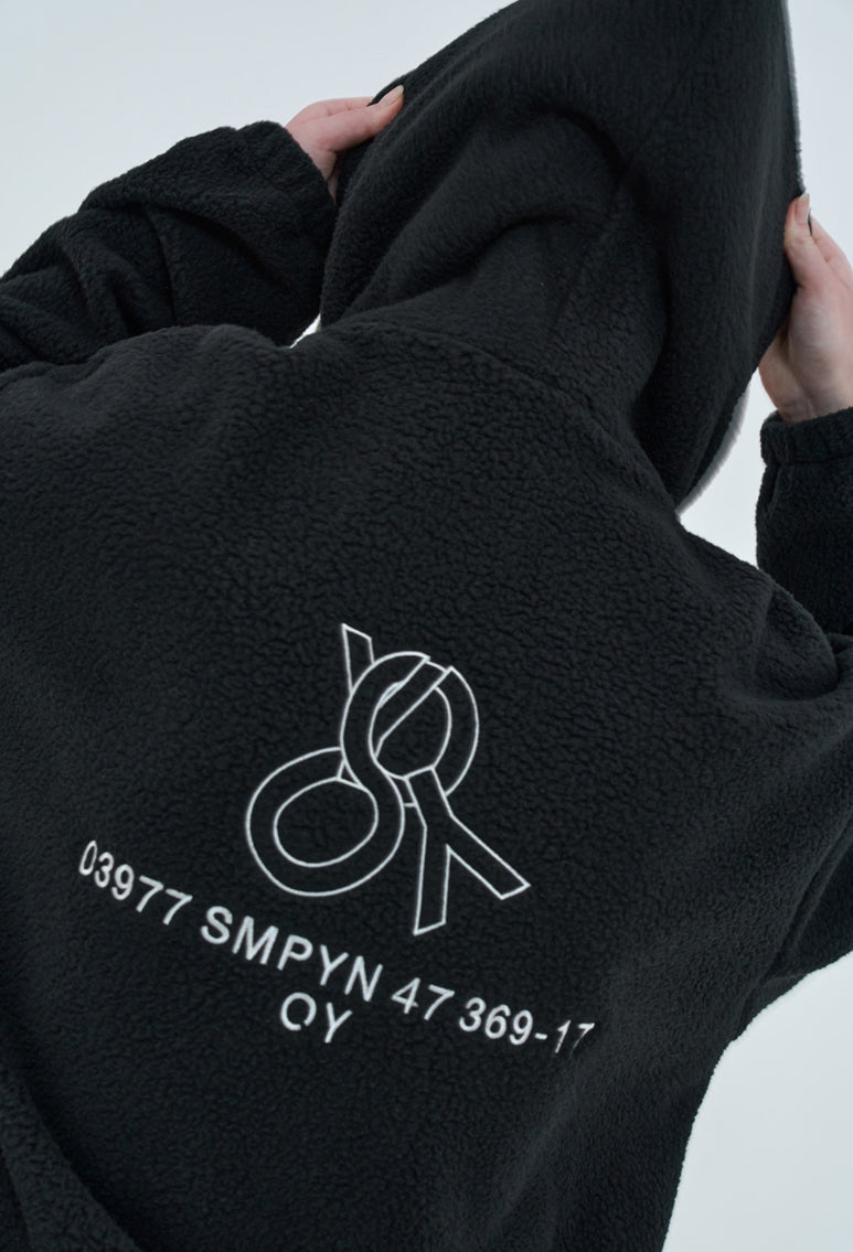 オーワイ(OY) 	FLEECE DOUBLE HOODIE-BLACK