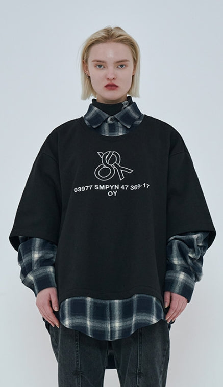 オーワイ(OY) 	OVERSIZE LAYERED CHECK SHIRTS-BLACK