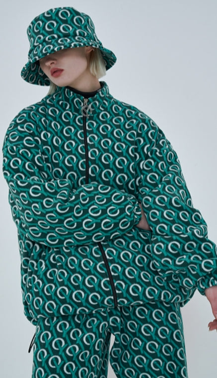 オーワイ(OY) 	MONOGRAM FLEECE JACKET-GREEN