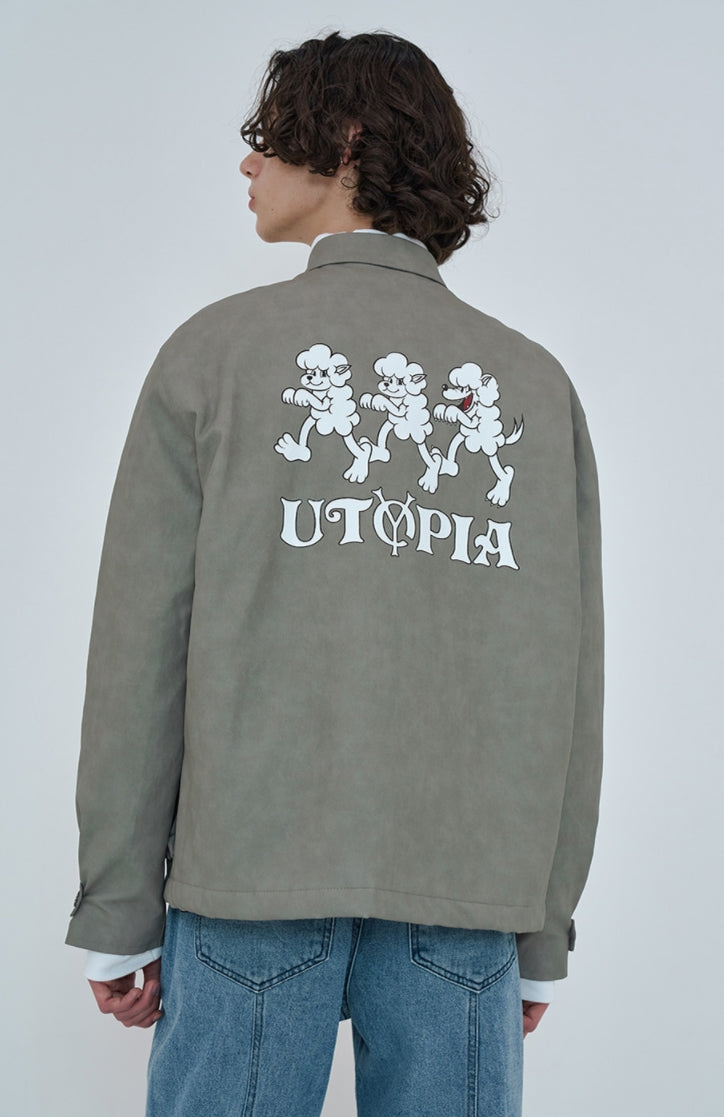 オーワイ(OY) 	SHEEP&WOLF LEATHER JACKET-GREY