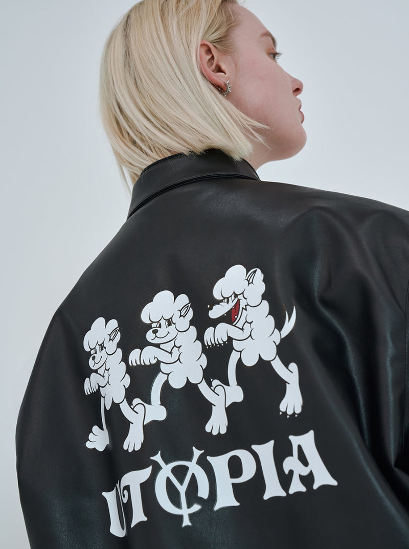 オーワイ(OY) 	SHEEP&WOLF LEATHER JACKET-BLACK