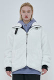 オーワイ(OY) 	BOTH ZIPPER UNBALANCE LOGO FUR JACKET-WHITE