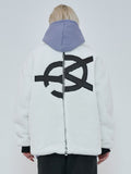 オーワイ(OY) 	BOTH ZIPPER UNBALANCE LOGO FUR JACKET-WHITE