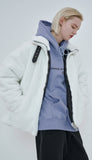 オーワイ(OY) 	BOTH ZIPPER UNBALANCE LOGO FUR JACKET-WHITE