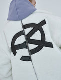 オーワイ(OY) 	BOTH ZIPPER UNBALANCE LOGO FUR JACKET-WHITE