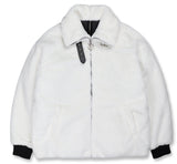 オーワイ(OY) 	BOTH ZIPPER UNBALANCE LOGO FUR JACKET-WHITE