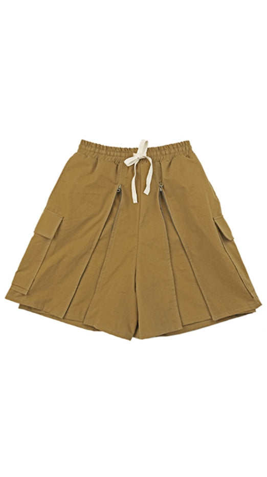アジョバイアジョ（AJOBYAJO) Layered Baggy Zip Up Shorts [Mustard]