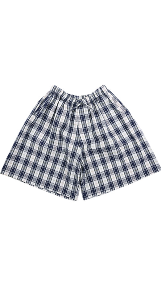 アジョバイアジョ（AJOBYAJO)  Check Seersucker Shorts [Navy]