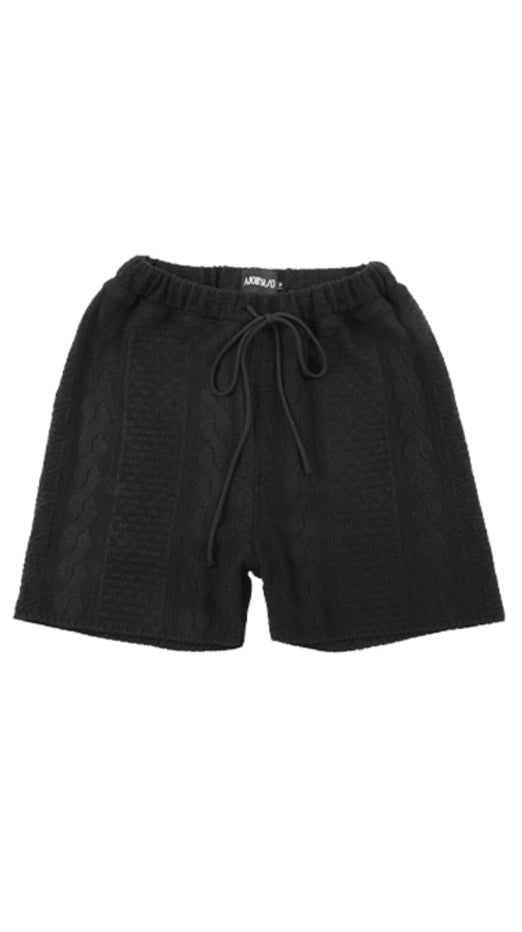アジョバイアジョ（AJOBYAJO)  Cable Stitch Knit Shorts [Black]