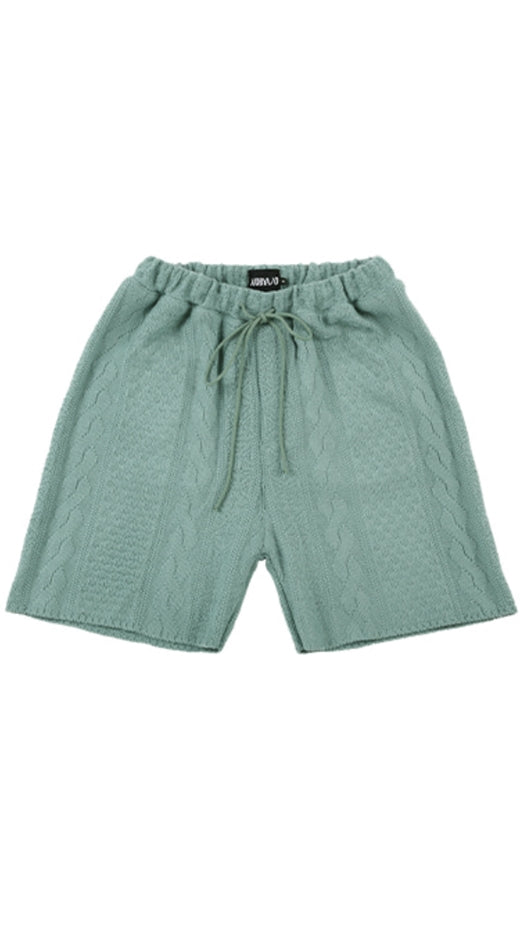 アジョバイアジョ（AJOBYAJO)  Cable Stitch Knit Shorts [Blue Green]