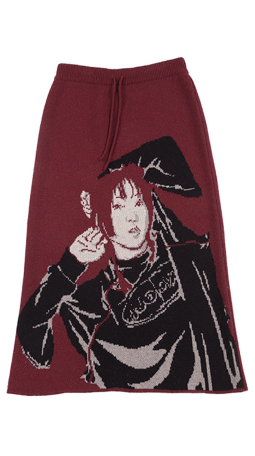 アジョバイアジョ（AJOBYAJO)  SeeSea Wool Knit Skirt [Burgundy]