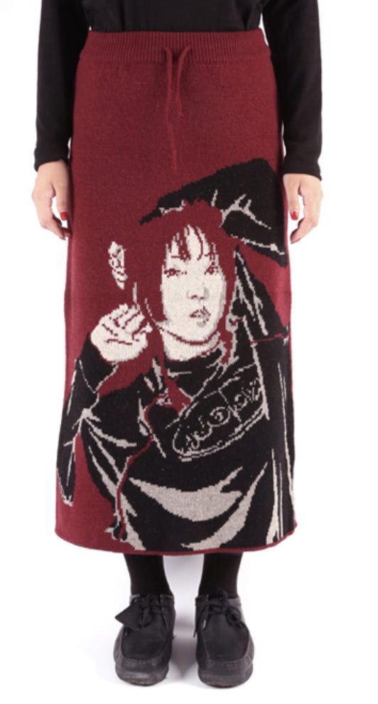 アジョバイアジョ（AJOBYAJO)  SeeSea Wool Knit Skirt [Burgundy]