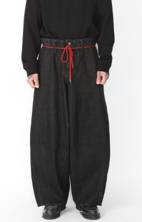 アジョバイアジョ（AJOBYAJO) Washed Denim Oversized Pants [Black]