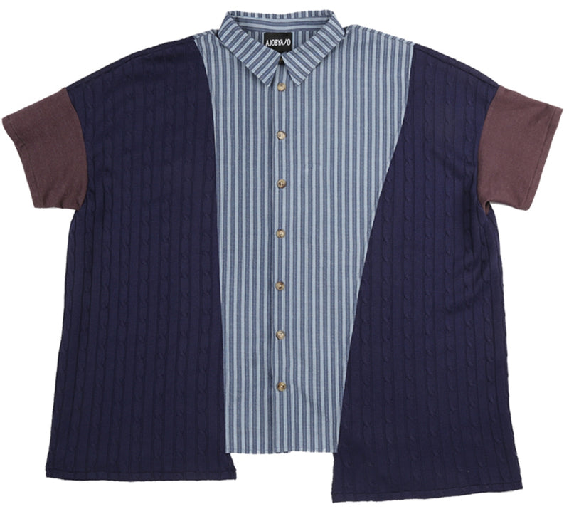 アジョバイアジョ（AJOBYAJO) Oversized Tri Mixed Shirt [Navy]