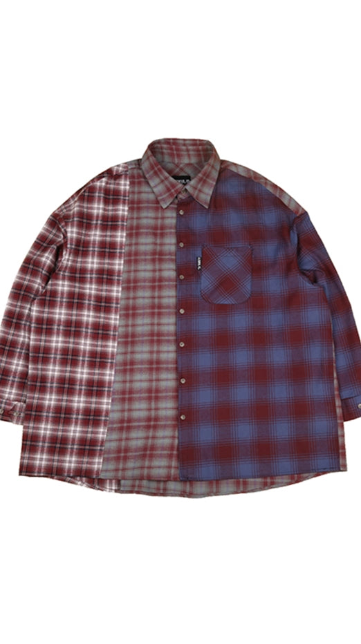 アジョバイアジョ（AJOBYAJO) Tri Check Shirt [Burgundy]
