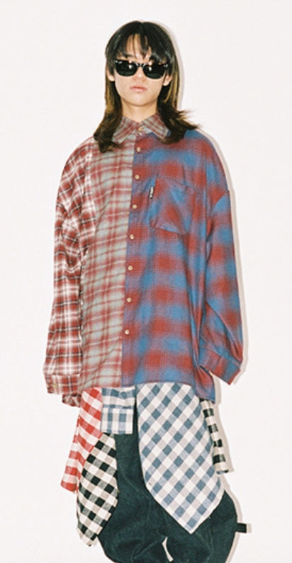 アジョバイアジョ（AJOBYAJO) Tri Check Shirt [Burgundy]