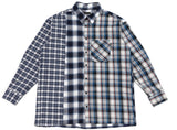 アジョバイアジョ（AJOBYAJO) Over Check Mixed Shirt [Blue]