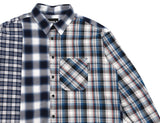 アジョバイアジョ（AJOBYAJO) Over Check Mixed Shirt [Blue]