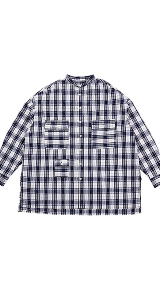 アジョバイアジョ（AJOBYAJO) Check Tri Pocket Seersucker Shirt [Navy]