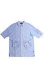 アジョバイアジョ（AJOBYAJO) Tri Pockets Stripe Mixed Shirt [Blue]