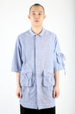 アジョバイアジョ（AJOBYAJO) Tri Pockets Stripe Mixed Shirt [Blue]