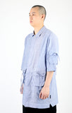 アジョバイアジョ（AJOBYAJO) Tri Pockets Stripe Mixed Shirt [Blue]