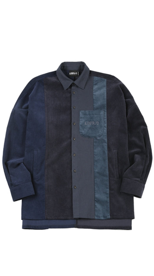 アジョバイアジョ（AJOBYAJO) Mixed Corduroy Oversized Shirt [Navy]