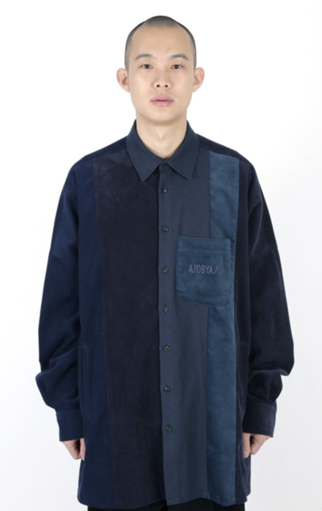 アジョバイアジョ（AJOBYAJO) Mixed Corduroy Oversized Shirt [Navy]
