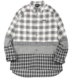 アジョバイアジョ（AJOBYAJO) Oversized Check Mixed Shirt [White]