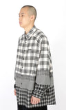 アジョバイアジョ（AJOBYAJO) Oversized Check Mixed Shirt [White]