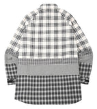 アジョバイアジョ（AJOBYAJO) Oversized Check Mixed Shirt [White]