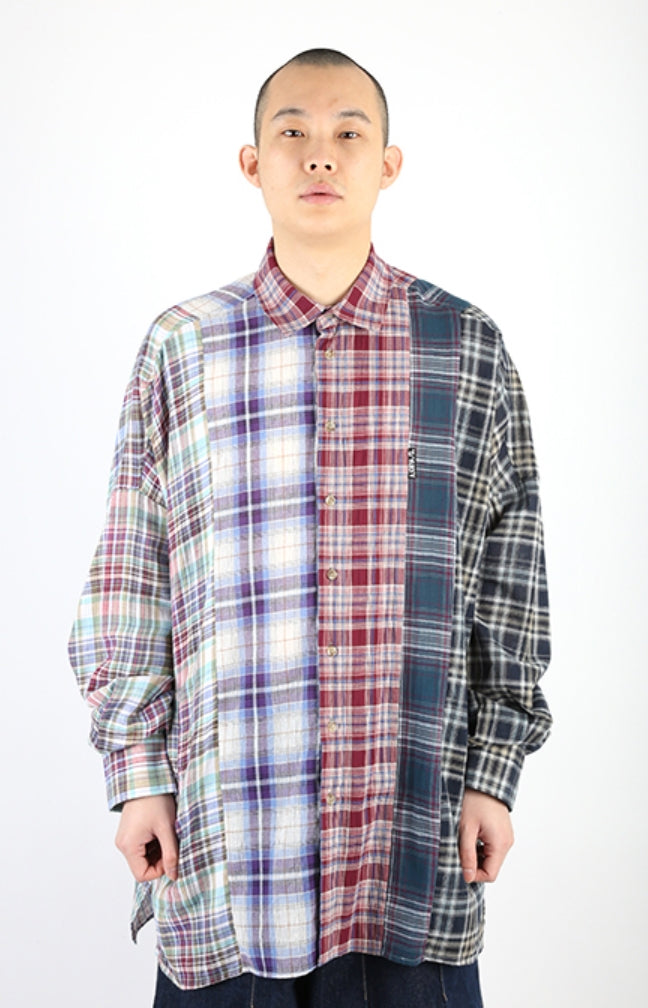 アジョバイアジョ（AJOBYAJO) Oversized Check Mixed Shirt [Magenta]