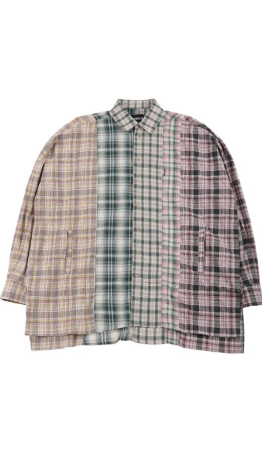 アジョバイアジョ（AJOBYAJO) Oversized Check Mixed Shirt [Green]