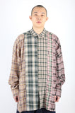 アジョバイアジョ（AJOBYAJO) Oversized Check Mixed Shirt [Green]