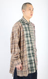 アジョバイアジョ（AJOBYAJO) Oversized Check Mixed Shirt [Green]