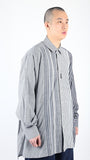 アジョバイアジョ（AJOBYAJO) Oversized Stripe Mixed Shirt [Blue]