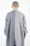 アジョバイアジョ（AJOBYAJO) Oversized Stripe Mixed Shirt [Blue]