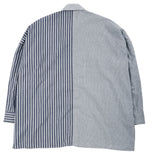 アジョバイアジョ（AJOBYAJO) Oversized Stripe Mixed Shirt [Blue]