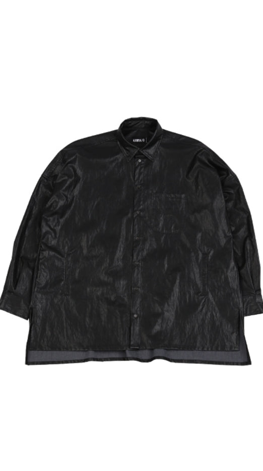 アジョバイアジョ（AJOBYAJO) Oversized Vintage Fake Leather Shirt [Black]