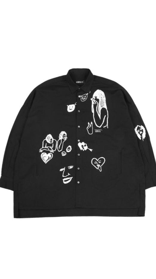 アジョバイアジョ（AJOBYAJO) Oversized Itaewon Story Shirt [Black]