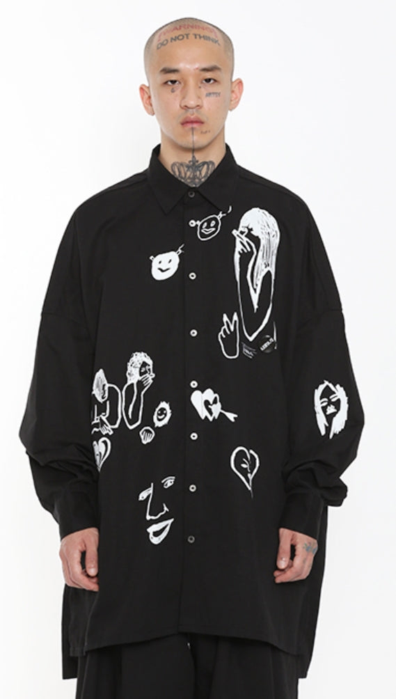 アジョバイアジョ（AJOBYAJO) Oversized Itaewon Story Shirt [Black]