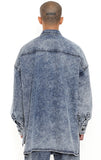 アジョバイアジョ（AJOBYAJO) Oversized Washed Denim Trucker Shirt [Navy]