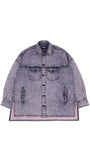 アジョバイアジョ（AJOBYAJO) Oversized Washed Denim Trucker Shirt [Pink]