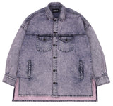 アジョバイアジョ（AJOBYAJO) Oversized Washed Denim Trucker Shirt [Pink]