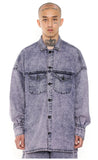 アジョバイアジョ（AJOBYAJO) Oversized Washed Denim Trucker Shirt [Pink]