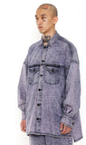 アジョバイアジョ（AJOBYAJO) Oversized Washed Denim Trucker Shirt [Pink]